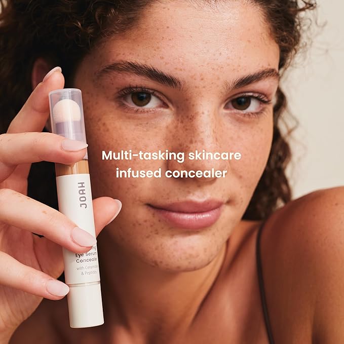 JOAH Perfect Complexion Under Eye Concealer and Hydrating Serum, Korean Makeup for Dark Circles and Puffiness, Peptide Serum with Medium Coverage, Cushion Tip Applicator