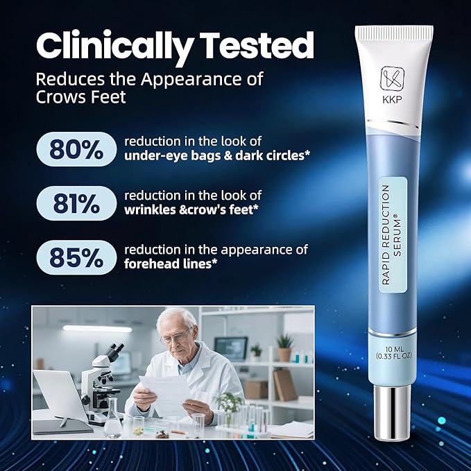 KKP Rapid Reduction Eye Serum - Visibly Reduces Under-Eye Bags, Wrinkles, Dark Circles, Fine Lines & Crow's Feet Instantly, Anti Aging Wrinkle Remover for Face, 3 Full Size Tubes
