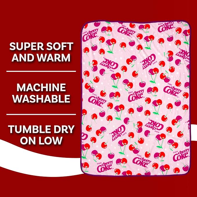 Silver Buffalo Coca-Cola Cherry Coke Logo 45" x 60" Fleece Throw, Soft and Cozy Blanket, 185 GSM