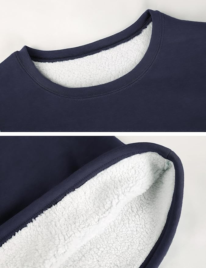 Yeokou Women Warm Sherpa Lined Fleece Crewneck Sport Sweatshirt Pullover Loungewear