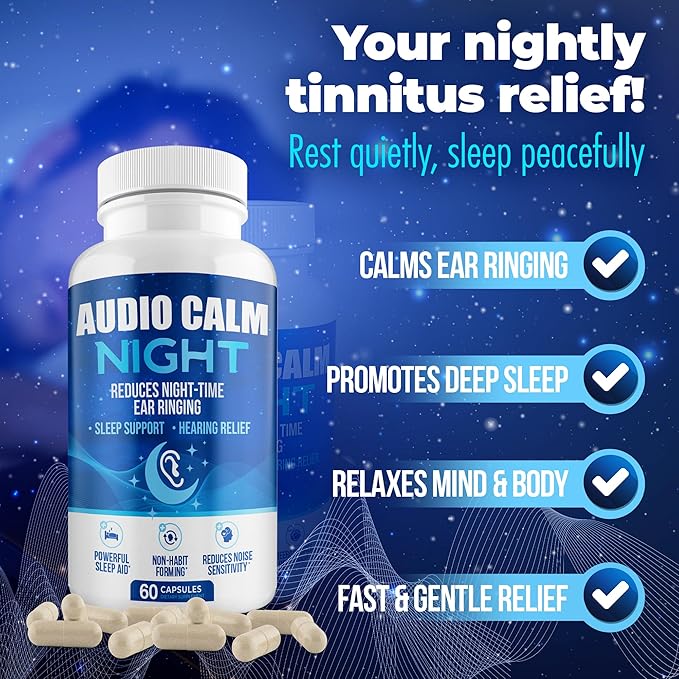 Night (60 Caps) | Natural Tinnitus Relief Supplement for Sleep | Eases Nighttime Ear Ringing and Hearing Discomfort | Non-Habit Forming Sleep Aid