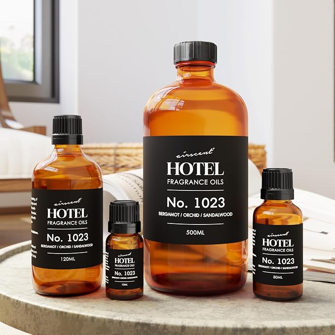 AirScent Hotel Diffuser Oil No. 1023 - Baccarat Hotel Inspired - 120 mL | Bergamot Orchid Sandalwood - Premium Fragrance Oil for Ultrasonic and Waterless Diffusers and Crafting - 4 fl oz Bottle