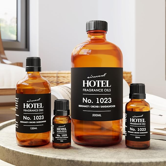 AirScent Hotel Diffuser Oil No. 1023 - Baccarat Hotel Inspired - 10 mL | Bergamot Orchid Sandalwood - Premium Fragrance Oil for Ultrasonic and Waterless Diffusers and Crafting - 0.34 fl oz Bottle