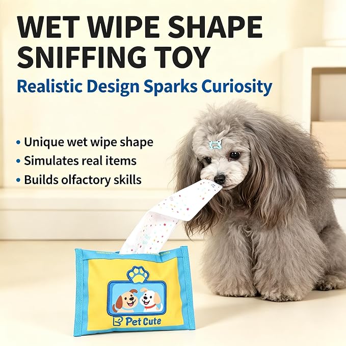 Wet Treats Feeder Sniffing Training Toy for Dog with Noise Maker and Reward Pouches Enhancing Cognitive Skill Wet Wipe Dog Snuffle Toy