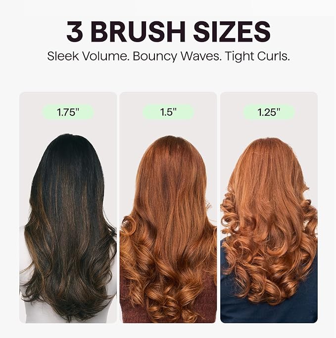 Wavytalk Heatwave Pro Ionic Thermal Brush Set, 3-Size Heated Round Brush for Short to Long Hair, Bilateral Negative Ions for Frizz-Free Shiny Blowout, Pink