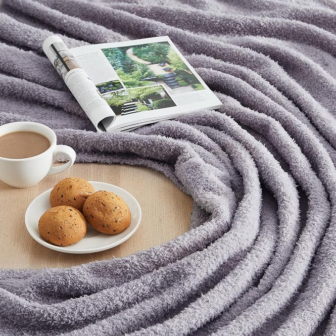 Knit Throw Blanket for Couch Purple - Super Soft Lightweight Plush Fuzzy Fluffy Cozy Blankets and Throws for Sofa Bed, 60 x 80 inches