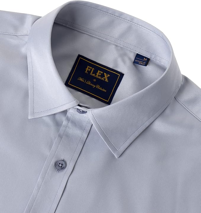J.VER Men's Dress Shirts Solid Long Sleeve Stretch Wrinkle-Free Formal Shirt Business Casual Button Down Shirts
