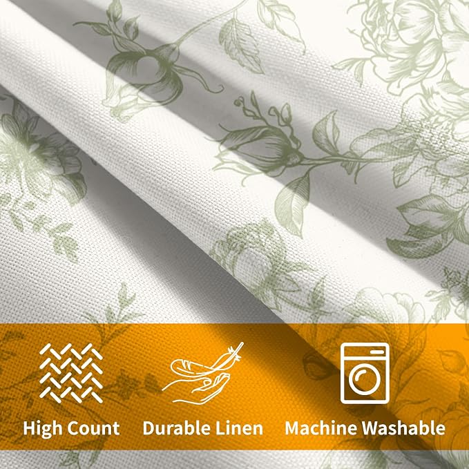 Kawani Chinoiserie Throw Pillow Covers 16x16 Inch Set of 2 Spring Vintage Green Floral Print Pillowcase Cotton Linen Couch Cushion Case for Bed Living Room Outdoor Car Home Decor