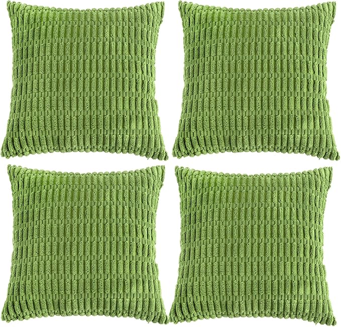 Fancy Homi 4 Packs Decorative Throw Pillow Covers for Living Room Couch Bed, Modern Farmhouse Boho Home Décor Accent Cushion Case, 18" x 18", Lime Green