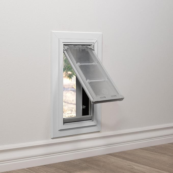 Endura Flap Single Flap Pet Door for Thick Walls | Deep Wall Design up to 13" Thick | Insulating Dual-Layer Flap & Durable Aluminum Frame | Includes Locking Cover | White, Small, Single Flap