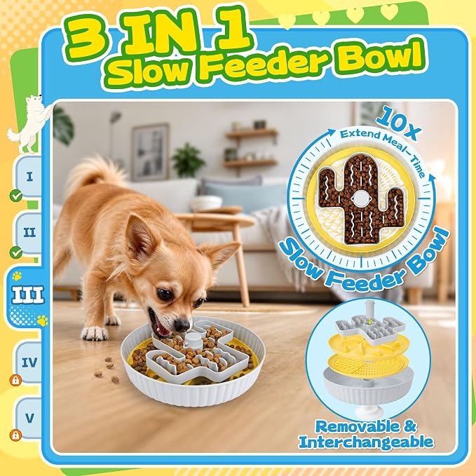 Forfon Upgraded Dog Enrichment Toy Set with Slow Feeder Bowl & Puzzle Toy | For All Breeds, Detachable Bowl Design, Replaceable Lick Mats, Mental Stimulation, Healthy Eating