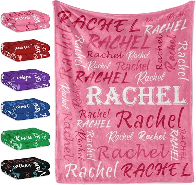 Personalized Pink Theme Soft Flannel Fleece Throw Blanket with Name for Men, Women, Kids - Custom Gift for Birthday, Christmas, Valentines Day