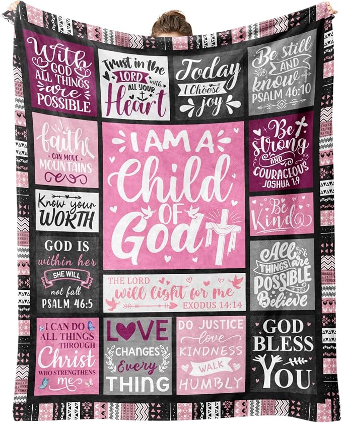Christian Gifts for Women, Baptism Gifts for Girl, Religious Gifts for Women, Christian Blanket, Catholic Spiritual Bible Merch 50"x40" Throws Blanket for Christmas Birthday