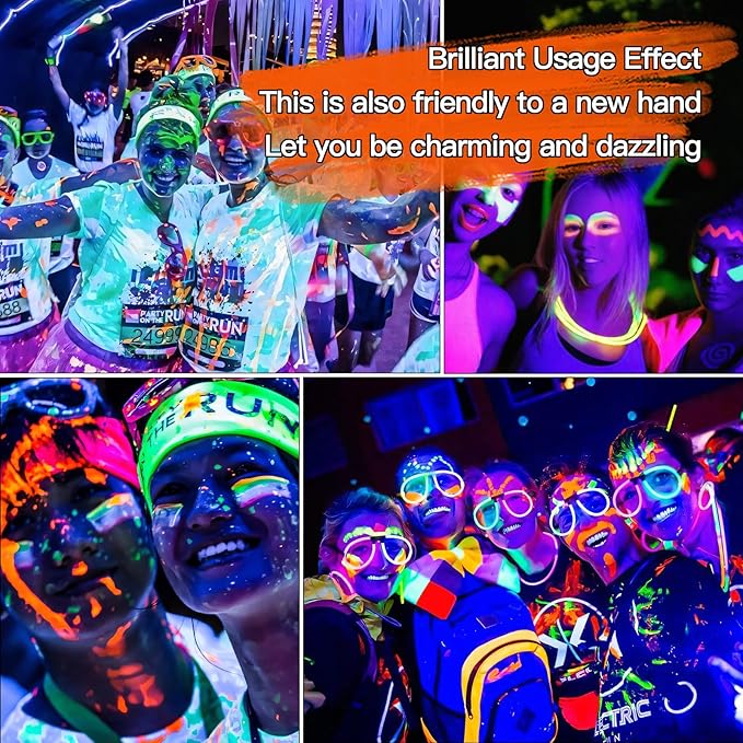 Neon Face Paint Sticks,Glow Face Body Paint,Glow In The Dark Under UV Black Light for Party Cosplay Halloween(6 Neon Color)