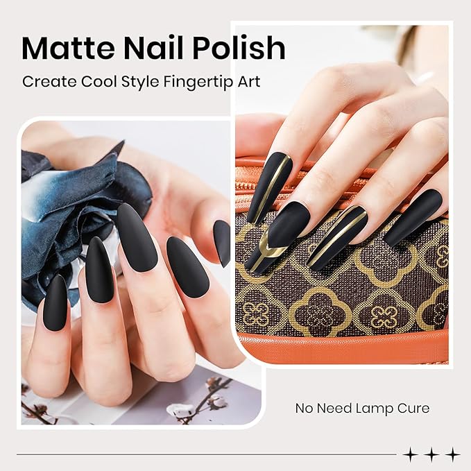Black Nail Polish Quick Dry Nail Polish Fall Colors Matte Effect, Fast Drying Regular Nailpolish, Air Drying, Lacquer, Oil-based, Air Dry, Vegan, Fast Drying, Streak, Long Lasting