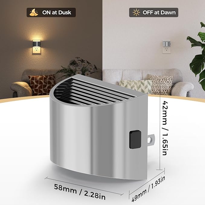 Night Light, Night Lights Plug into Wall, Adjustable, 3000K | 3 Level Brightness Adjustable Plug in Night Light, Dusk to Dawn Sensor Nightlights for Adults, Bedroom, Hallway, 2 packs
