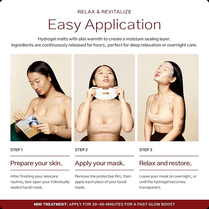 Bio Collagen Mask + Kojic Acid Premium Hydrogel Face Mask (4 masks), Korean Mask for Luxury Beauty, Collagen Mask for Self Care, Korean Skincare, Hydrating Face Mask, Stocking Stuffers