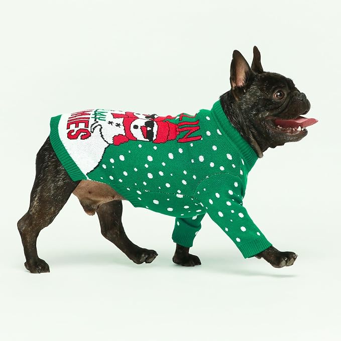 Fitwarm Chillin with My Snowmies Dog Ugly Christmas Sweater, Winter Dog Clothes for Small Dogs Girl Boy, Pet Holiday Sweatshirt, Xmas Snowman Outfit, Green, Red, White, XL