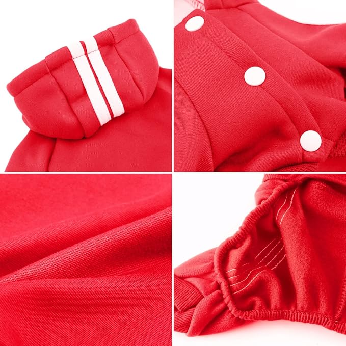 Dog Hoodie Security Clothes 4 Legs Jumpsuit Sweatshirt Hoodies Soft & Warm Dog Outfit Pullover Dog Winter Clothes Sweater for Small Medium Large Dogs Cats (Red, Small)
