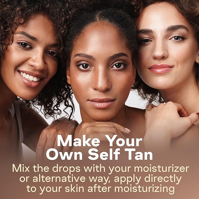 Self Tanning Drops Kit with Mixing Palette – Made in Korea with Natural Ingredients, Aloe Leaf Juice & Hyaluronic Complex Face & Body Non-Toxic, Fragrance-Free, Sunless Bronzing Glow (white)