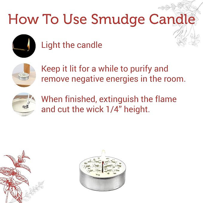 SOUL STICKS 12 Pack Little Smudgies Tealight Candles Smudge Candle for Cleansing House, Meditation, Chakra Healing | Made with Crystals and Herbs (White Sage & Dragon's Blood)