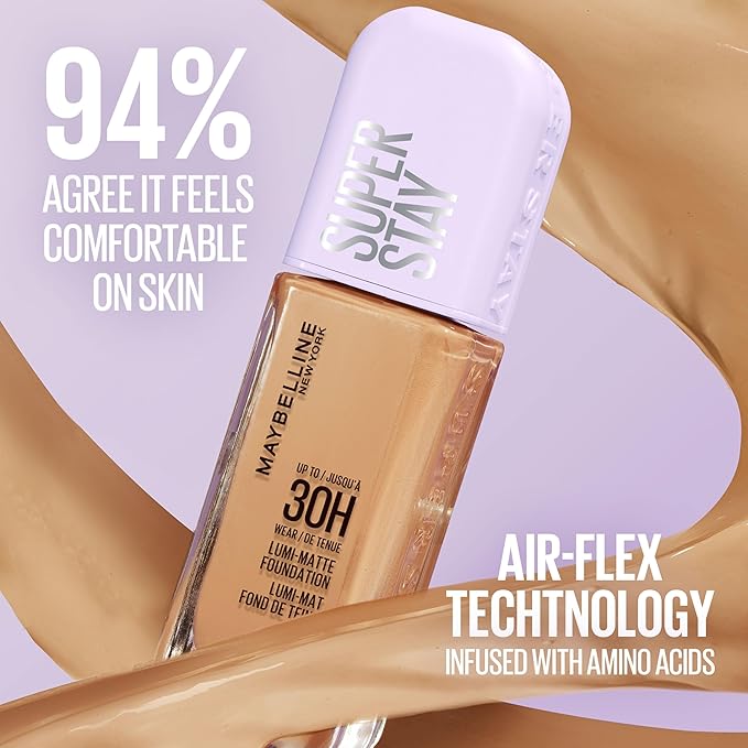 Maybelline Super Stay Lumi-Matte Foundation, Lightweight and Buildable Full Coverage Foundation Makeup For Up To 30HR Wear, 370, 1 Count