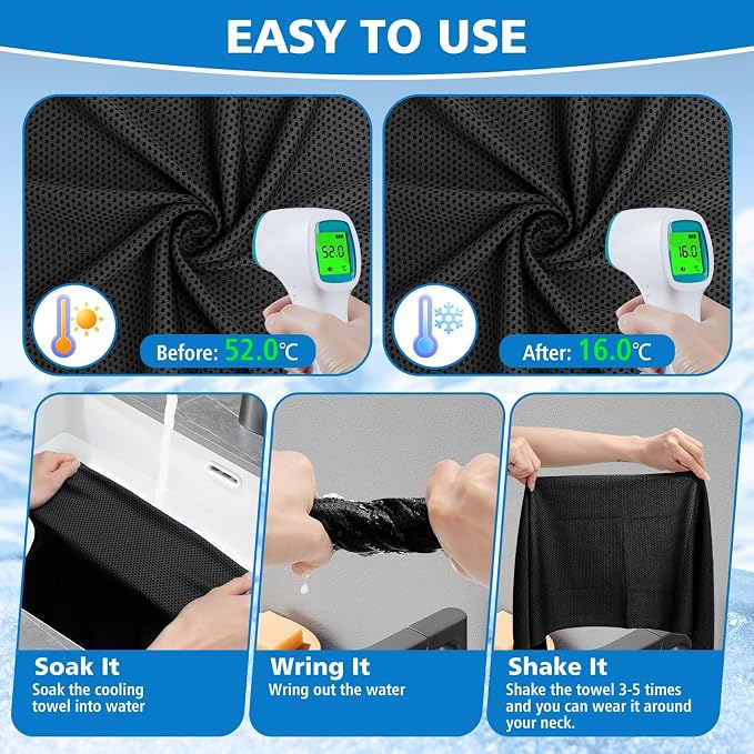 24 Pack Cooling Towels Bulk for Neck and Face 40"x12" Ice Cooling Sweat Rags Microfiber Soft Breathable Soft Chilly Towel for Yoga Golf Sport Running