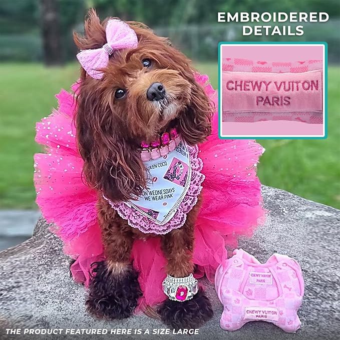 Haute Diggity Dog Chewy Vuiton Bone Plush Dog Toy, Designer Parody Toy