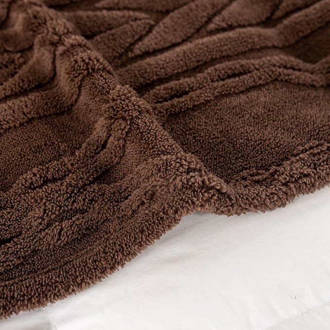 YUSOKI Sherpa Fleece Large Throw Blanket, Brown, 50"x65" | 3D Stylish Design,320GSM, Non-Shedding, Lightweight for All Season Use, stays fluffy after repeated washes, Perfect Gifts