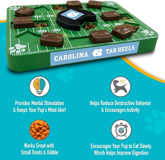 Pets First NCAA University of NC Puzzle Toy, Puzzle Treat Dog Toy, Interactive Dog Treat Toy, Dog Puzzle Feeding Slow Toy