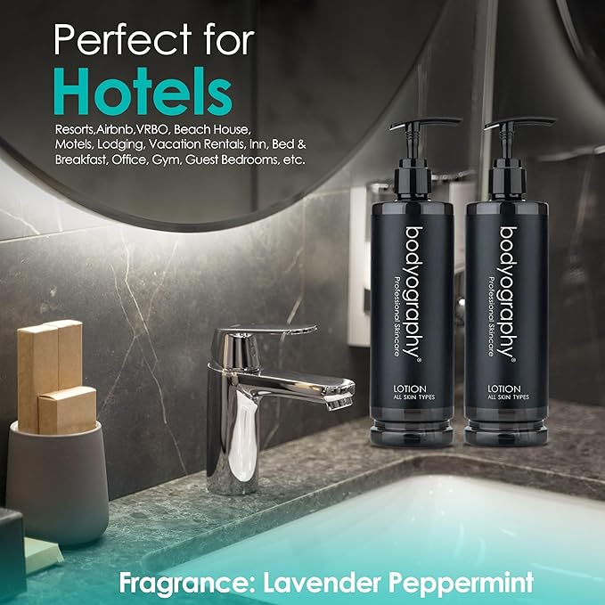 World Amenities Bodyography Hydrating Lotion Pump - Moisturizing Body Lotion for Dry Skin (Pack of 2)
