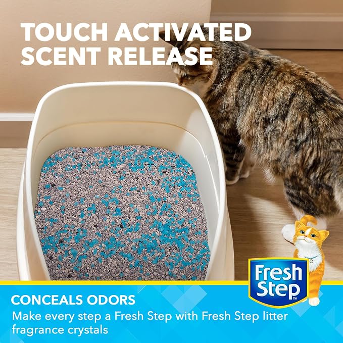 Fresh Step Cat Litter Crystals Deodorizer, Non Toxic Odor Neutralizing Crystals for Litter Boxes that Help Control Smells and Keep Home Areas Fresh, Fresh Scent, 30 Ounce (Pack of 10)