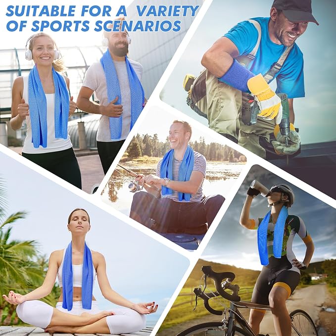 CSITE Cooling Towels for Neck and Face - 12Pack 47x12 Inch Ice Cold Microfiber Towels, Soft & Breathable Cooling Towel for Hot Weather, Sports, Yoga, Workout, Running, Golf, Camping