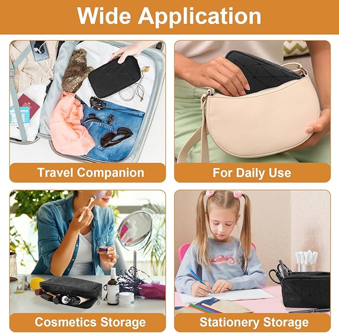 Likesing Period Bag for Girls Womens, Leather Sanitary Napkin Storage Bag, Portable Menstrual Pad Bag Period Pads Pouch, Small Make Up Bags(Black)