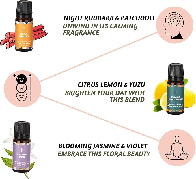 Folkulture Floral Essential Oils Set | 6 Fragrance Oils Set for Diffusers | Rose, Jasmine & Patchouli | You’re So Loved Aromatherapy Gift Set for Her | Relaxing Home Scents