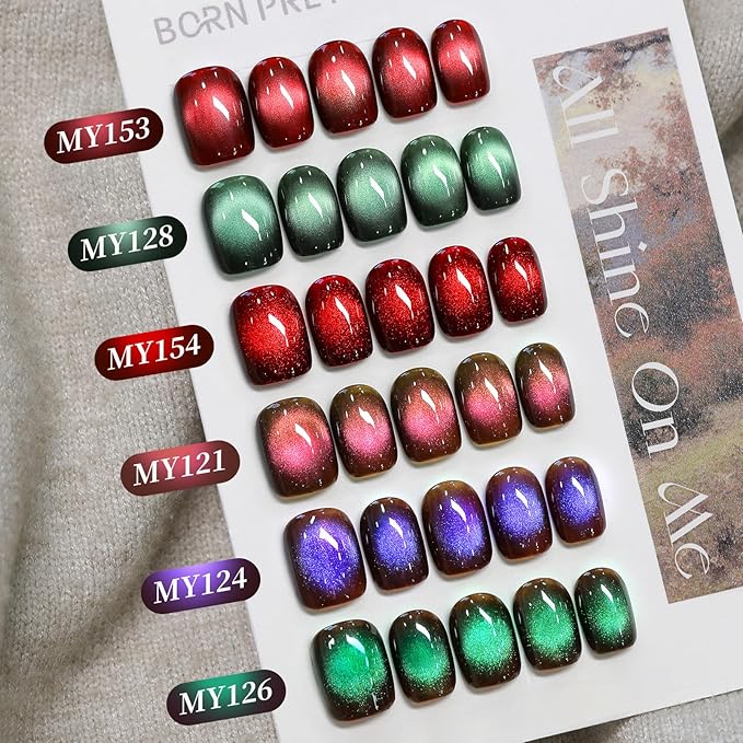 Born Pretty 15ML Cat Magnetic Eye Gel Polish, Pink Brown Gel Nail Polish Fall Winter Cat Holographic Magnetic Nail Polish Nail Art Manicure Salon DIY at Home
