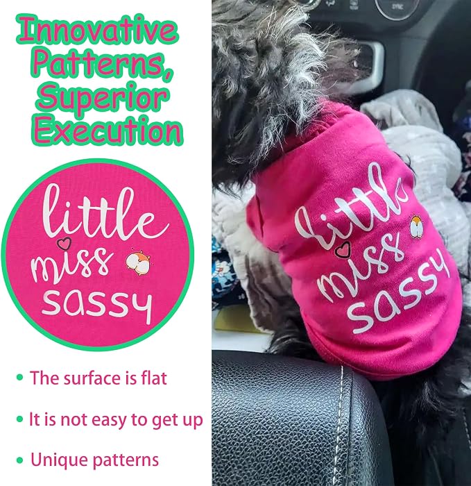 Dog Clothes Fashionable Sleeveless Pet Vest: 'Little Miss Sassy' Printed Cotton Dog Shirt, Ideal for Small, Medium, and Large Breeds, Ensuring Comfort and Breathability White 4XL