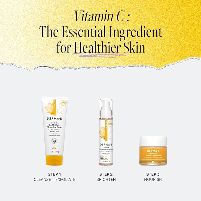 Derma E Vitamin C Gentle Daily Cleansing Paste, 4.0 Oz, Vitamin C Face Mask or Facial Wash with Turmeric, Brightening and Clarifying Facial Mask and Scrub
