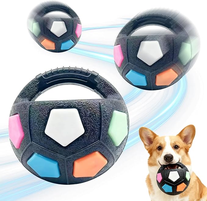 The Mellow Dog Calming Ball with Handle, Mellow Dog Calming Ball,Squeaky Floating Rubber Balls,Interactive Balls for Dogs Playing,Water Play,Training & Outdoor Games (Black)