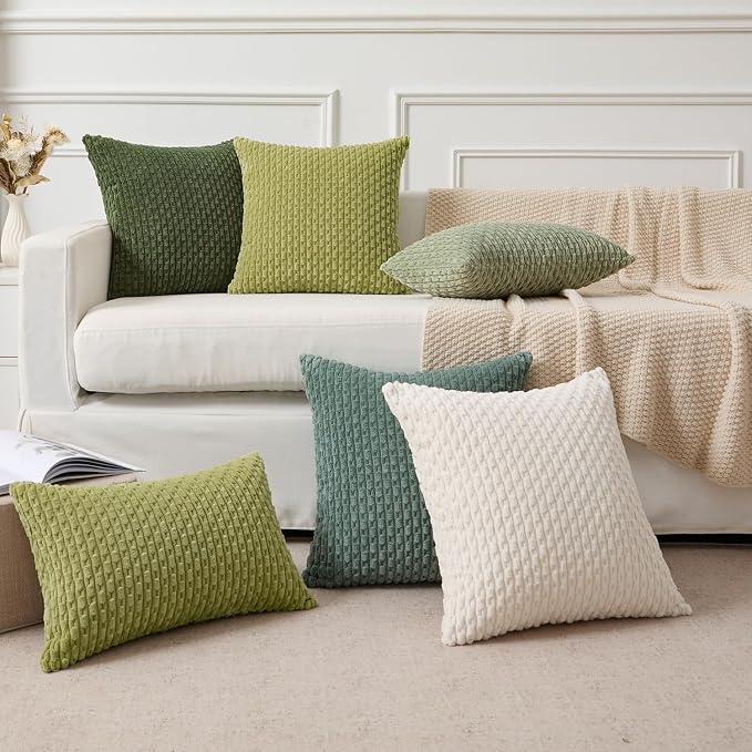 Kevin Textile Soft Corduroy 12"x20" Lumbar Pillow Cover 1 Pack, Teal Green | Boho Stripe Plush Corduroy Decorative Oblong Cushion Cover Modern Farmhouse Home Decor for Sofa Couch Bed Chair