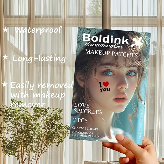 2pcs Makeup Stickers,Waterproof Face Love Heart Temporary Tattoo Stickers,Masquerade Stickers,Wedding Face Makeup Stickers for Women.