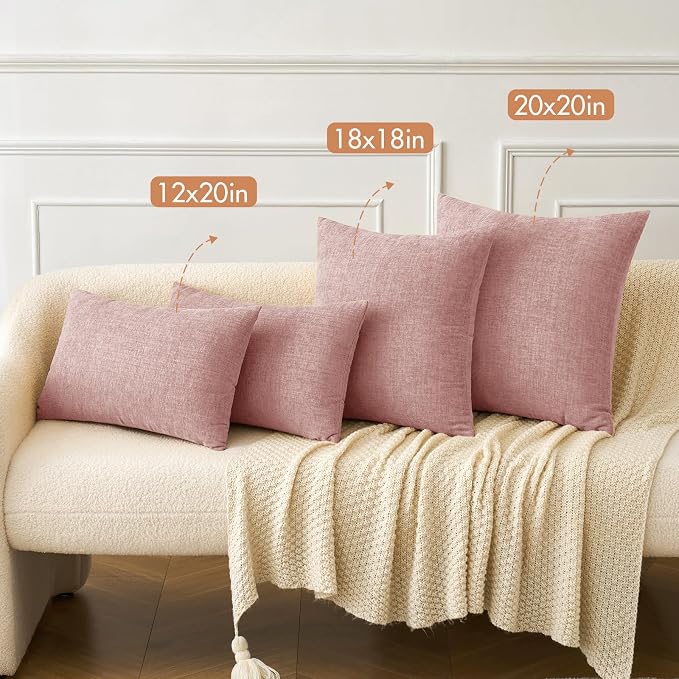 MIULEE Soft Chenille Throw Pillow Covers Blush Pink 16x16 Inch Pack of 2 | Modern Home Decor, Classic Decorative Pillows, Solid Dyed Cases, Boho Couch Cushion Covers for Sofa Bed Living Room