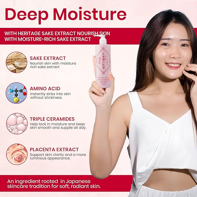 Kikumasamune Full Body Lotion for Women, Natural Body Lotion for Men with Fermented Rice, Sake Extract, Ceramides& Amino Acids, Body Moisturizer & Moisturizing BODY LOTION, Japanese Skincare 12.8Fl Oz