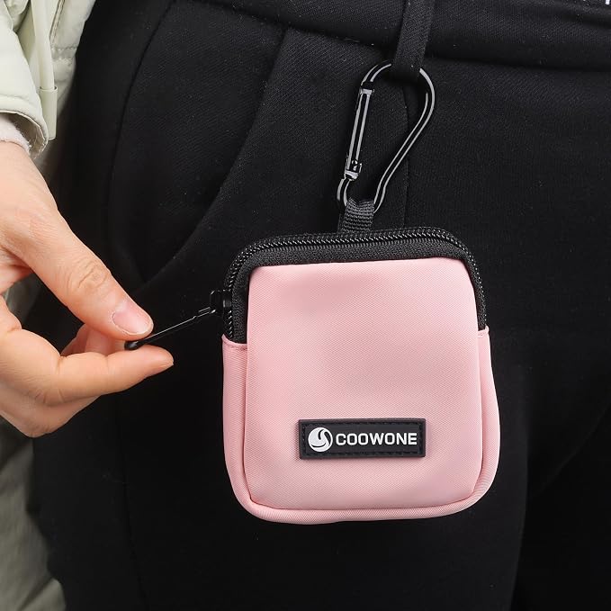 Dog Treat Pouch 2 Pack, Waterproof, Zipper Closure, Hands Free, Black+Pink