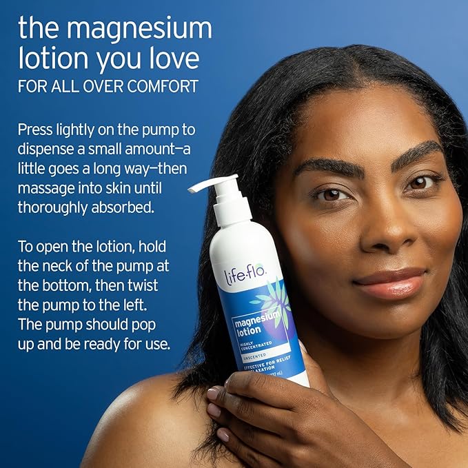 LIFE-FLO Magnesium Lotion - New and Improved Unscented Body Lotion with Magnesium Chloride from The Zechstein Seabed - Soothes Muscles and Joints When Massaged into The Skin - Hypoallergenic - 8oz