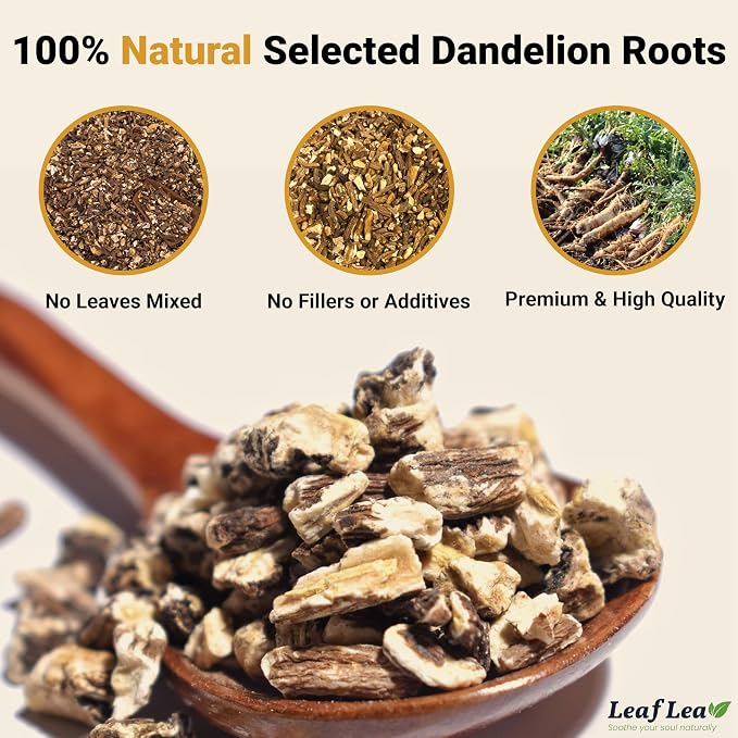 LeafLea 40 Dandelion Root Tea Bags, Dandelion Tea Supports Wellness and a Balanced Lifestyle, Natural Dried Dandelion Root, Vegan, No Sugar, Caffeine-Free
