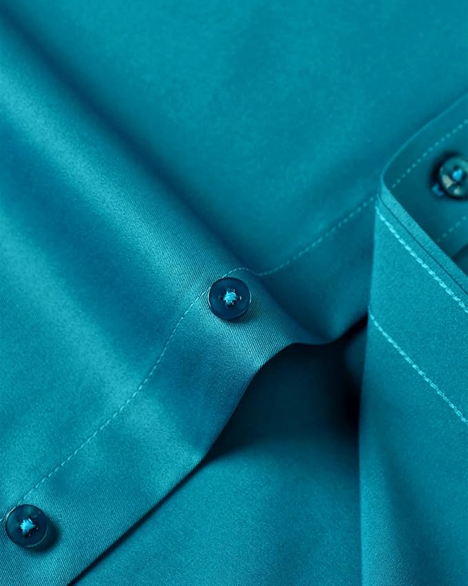 J.VER Men's Dress Shirts Solid Long Sleeve Stretch Wrinkle-Free Formal Shirt Business Casual Button Down Shirts