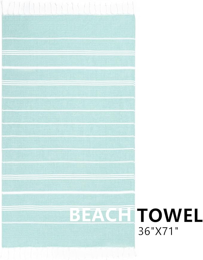 Aegero 2 Packs Turkish Beach Towel, 36"x71" Quick Dry Sand Free Oversized Bath Pool Swim Towel, Lightweight Travel Turkish Towels Vacation Essentials