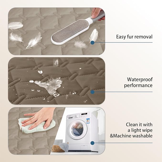 gogobunny Waterproof Dog Blankets for Large Dogs, Pet Bed Cover Breathable | Washable Pee Pads, Quilted Throw Blanket, Furniture Protector for Couch Sofa Bed Car, 82x82 Inch Dark/Light Walnut
