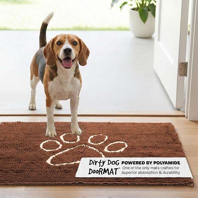 Dog Gone Smart Dirty Dog Doormat - Fast Drying Rug with Super Gripper Backing for Clean Floors - Super Absorbent and Machine Washable Mat for Muddy Paws - Almond | Super Gripper Backing for Clean Floors - Absorbent Microfiber and Machine Washable Mat f...